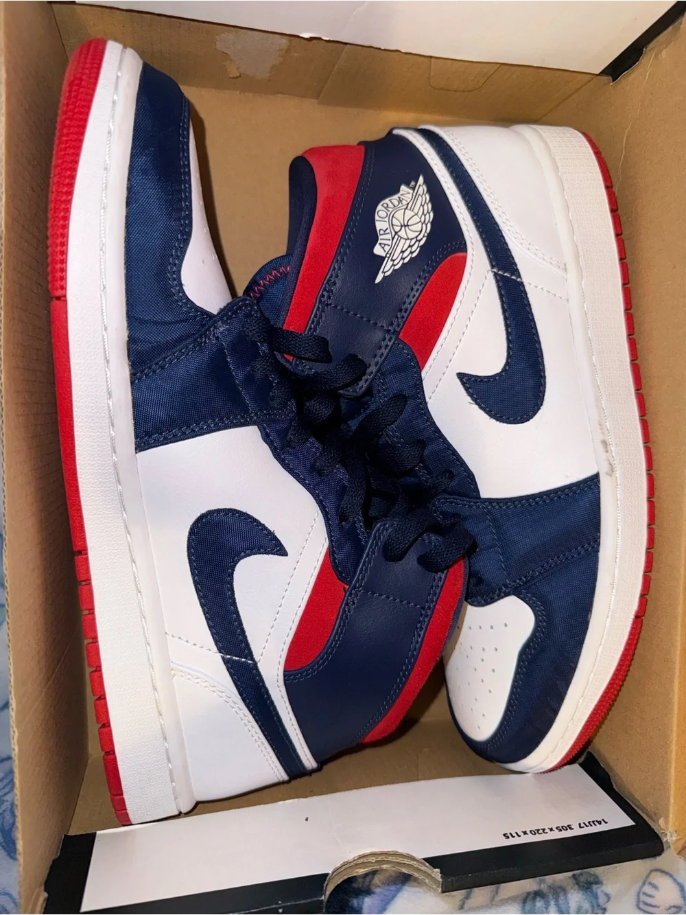 Jordan 1 Low Men's Sneakers - Navy/White/Red